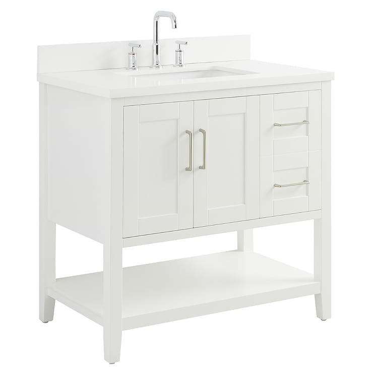 Sheraton 36" White Vanity with Quartz Counter; in Style Ideas Cottage, Farmhouse, Traditional, Transitional