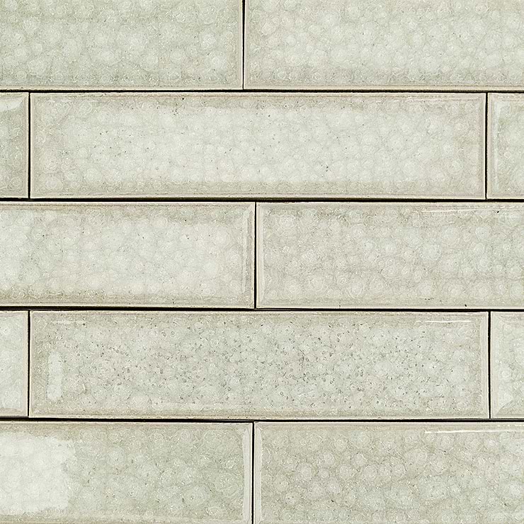 Roman Frosty Morning Gray 2X8 Polished Glass Subway Tile; in White + Gray Glass; for Backsplash, Kitchen Wall, Wall Tile, Bathroom Wall, Shower Wall; in Style Ideas Beach, Classic, Industrial, Mediterranean, Traditional