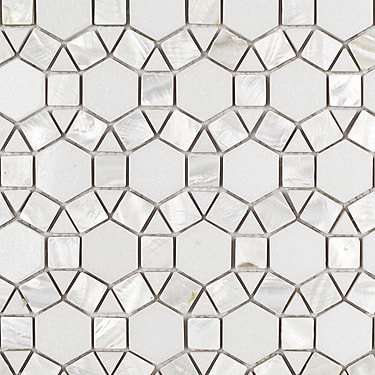 Victoria Pearl & White Thassos Marble Polished Mosaic Tile  - Sample
