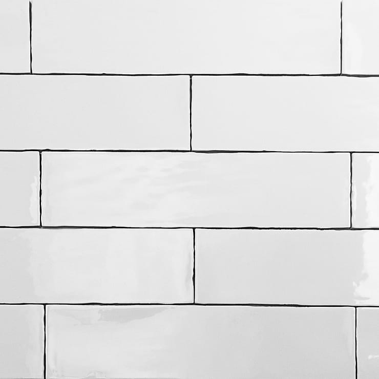 Lancaster Bianco White 3x12 Polished Ceramic Subway Wall Tile