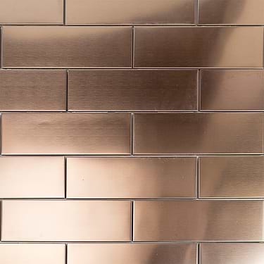 Metal Copper Copper Metal Subway Tile for Wall 2x6 Stainless Steel - Sample