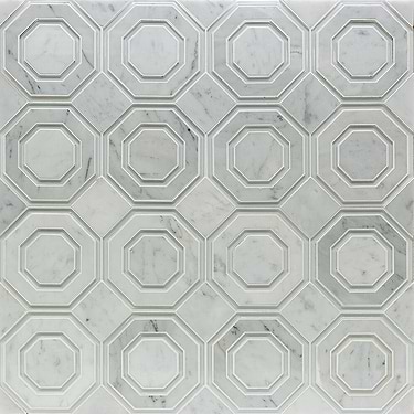 Helix Carrara Polished Marble & Glass Tile - Sample