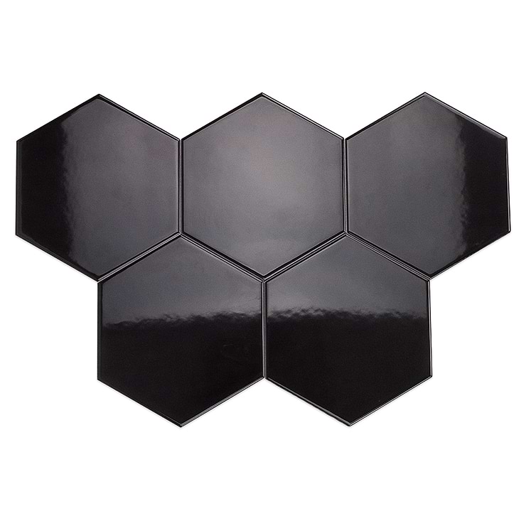 Exagoni Puro Grafito Brillo Hexagon Ceramic Tile