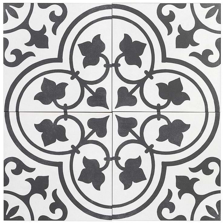 Cascais White Ornate 9x9 Matte Porcelain Tile