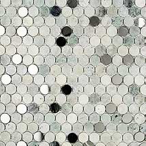 Reflection Ming Green With Mirror Penny Round Polished Marble & Glass Tile