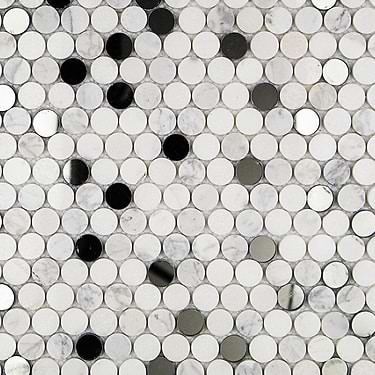 Reflection White 1" Penny Round Marble & Glass Mosaic