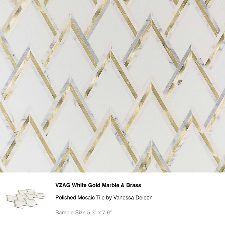 Top Selling Marble and Brass Mosaic Tiles Sample Bundle (5)