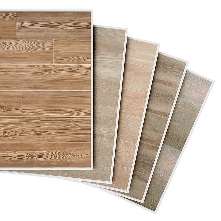 Sample Bundle 5 Best Selling Light Wood Look Tiles; in Light Brown Porcelain; for Backsplash, Bathroom Floor, Bathroom Wall, Floor Tile, Kitchen Floor, Kitchen Wall, Shower Floor, Shower Wall, Wall Tile