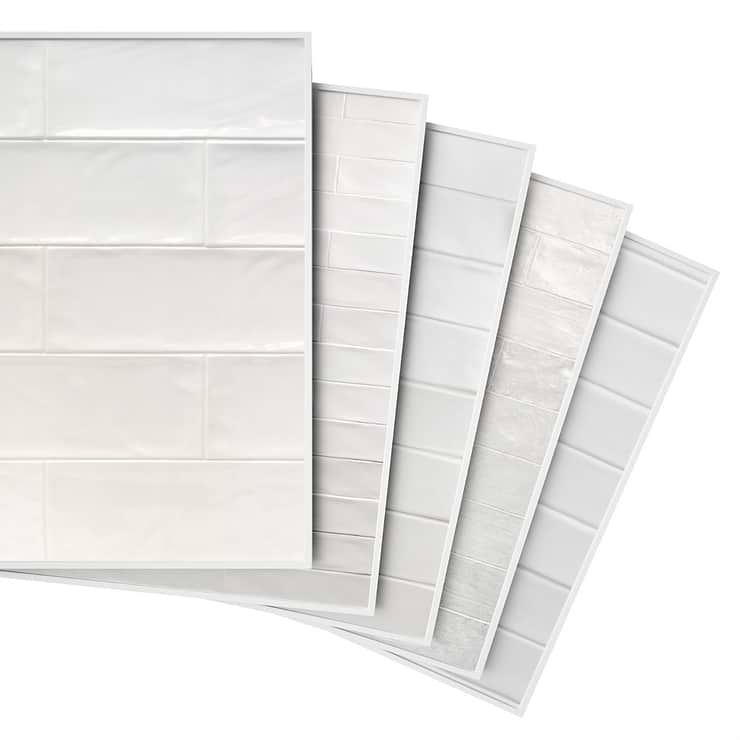 Sample Bundle 5 Best Selling White Ceramic Subway Tiles Sample Bundle; in White Ceramic; for Backsplash, Kitchen Wall, Wall Tile, Bathroom Wall, Shower Wall