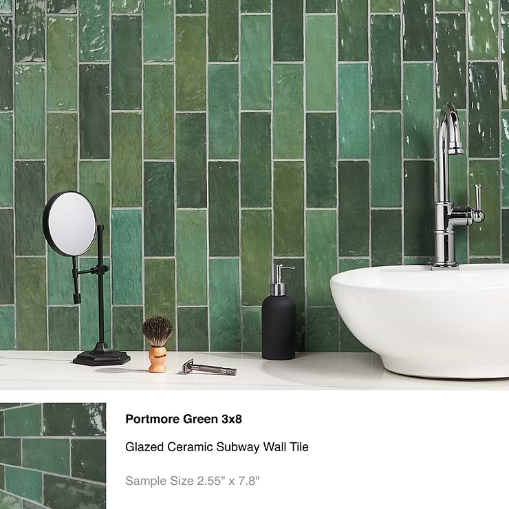 Top Selling Green Porcelain and Ceramic Subway Tiles Sample Bundle (5)