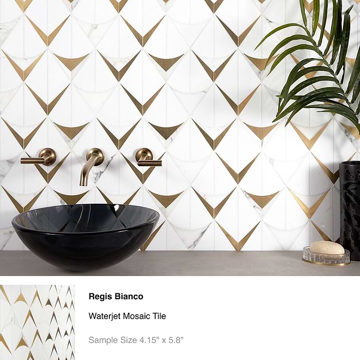 Top Selling Marble and Brass Mosaic Tiles Sample Bundle (5)