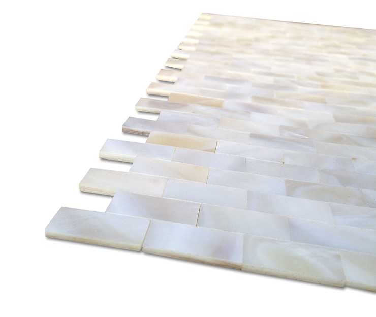 Serene White Bricks Seamless Pearl Polished Mosaic Tile