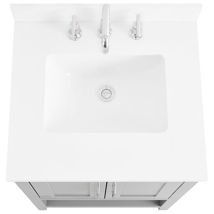 Sheraton 24" Gray Vanity with Pure White Quartz Top and Ceramic Basin