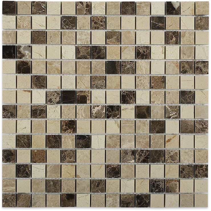 Woodland Blend Marble Tile  - Sample; in Light & Brown + Cream Marble; for Backsplash, Bathroom Floor, Bathroom Wall, Commercial Floor, Floor Tile, Kitchen Floor, Kitchen Wall, Outdoor Wall, Shower Floor, Shower Wall, Wall Tile