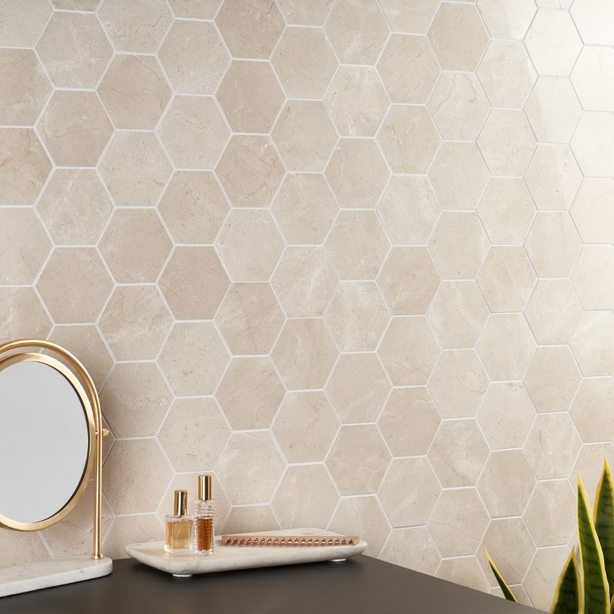 Crema Marfil 10 Inch Hexagon Honed Marble Tile