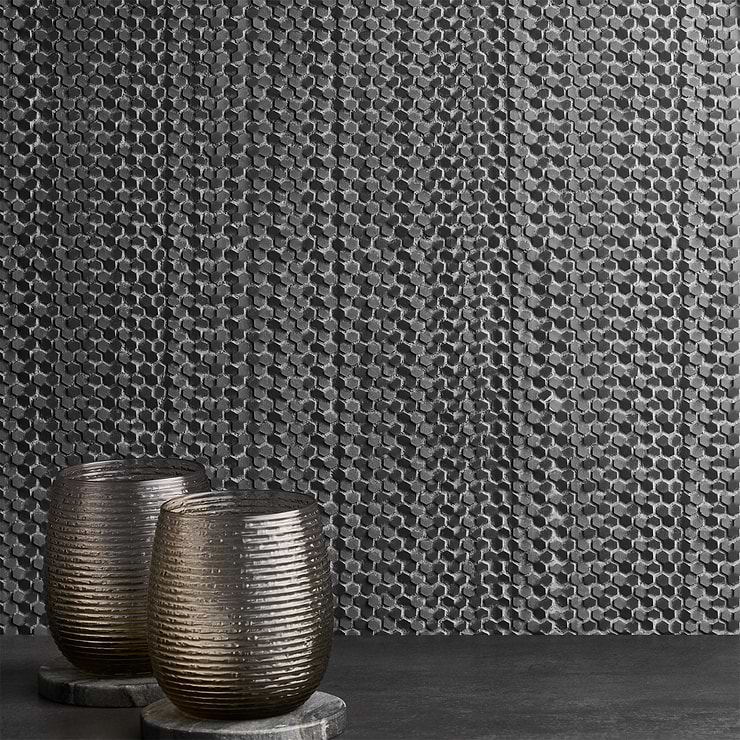 Sound Echo 3D Silver Resin Mosaic Tile