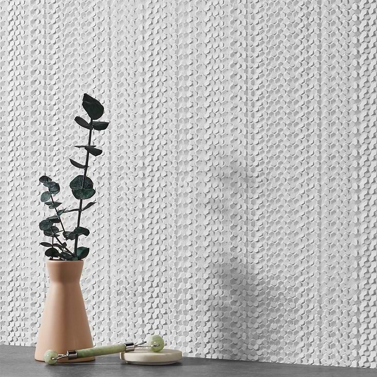Sound Echo 3D White Resin Mosaic Tile