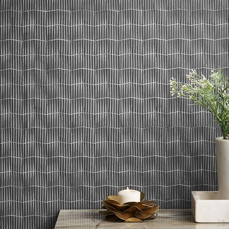 Sound Keys Silver Matte Resin Mosaic; in Silver Resin; for Backsplash, Kitchen Wall, Wall Tile, Bathroom Wall, Shower Wall; in Style Ideas Contemporary, Craftsman, Industrial, Modern; released 2023; new, trends