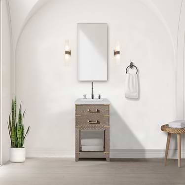 Calico Gray Oak 20" Single Vanity with Integrated White Acrylic Top
