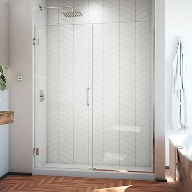 Unidoor Plus 57-57.5x72" Reversible Hinged Shower Alcove Door with Clear Glass in Chrome by DreamLine
