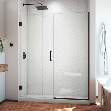 Unidoor Plus 57-57.5x72" Reversible Hinged Shower Alcove Door with Clear Glass in Oil Rubbed Bronze by DreamLine