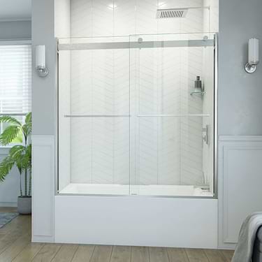 Essence-H 60x60" Reversible Sliding Bathtub Door with Clear Glass in Brushed Nickel by DreamLine