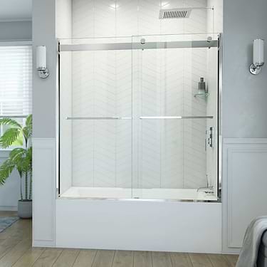 Essence-H 60x60" Reversible Sliding Bathtub Door with Clear Glass in Chrome by DreamLine