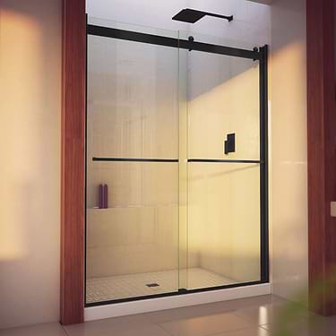 Essence-H 60x76" Reversible Sliding Shower Alcove Door with Clear Glass in Satin Black by DreamLine