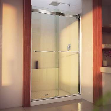 Essence-H 48x76" Reversible Sliding Shower Alcove Door with Clear Glass in Chrome by DreamLine