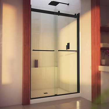 Essence-H 48x76" Reversible Sliding Shower Alcove Door with Clear Glass in Satin Black by DreamLine