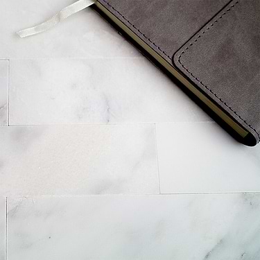 Brushed Stone Asian Statuary White 2X8 Honed Marble Subway Tile
