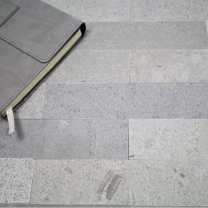 Brushed Stone Lady Gray 2x8 Honed Marble Subway Tile