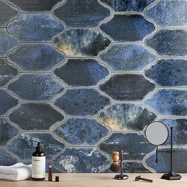 Adorno Arabesque Blue 6x10 Matte Porcelain Tile - Sample