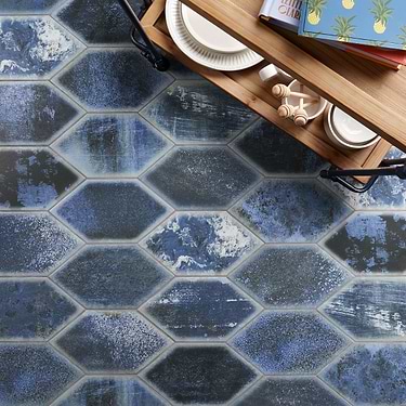 Adorno Blue 7x13 Hexagon Matte Porcelain Tile - Sample