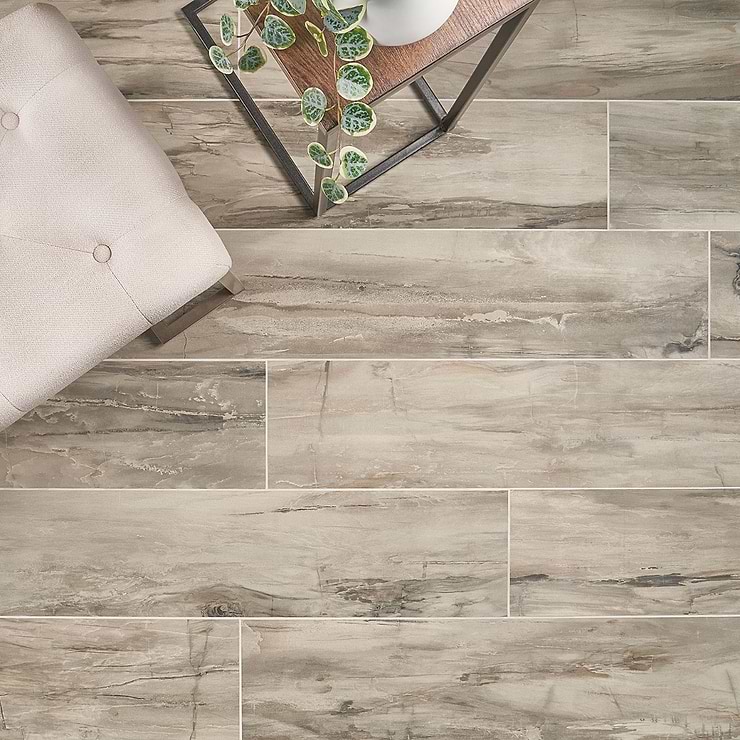 Petrawood Brown 8x48 Wood Look Matte Porcelain Tile; in Brown Porcelain; for Backsplash, Floor Tile, Kitchen Floor, Kitchen Wall, Wall Tile, Bathroom Floor, Bathroom Wall, Shower Wall, Commercial Floor; in Style Ideas Beach, Farmhouse, Industrial, Mid Century, Rustic, Traditional, Tropical