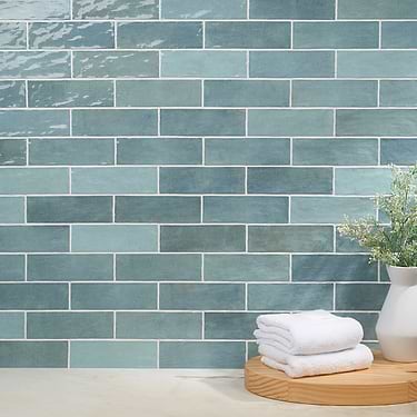 Portmore Aqua 3x8 Glazed Ceramic Tile  - Sample