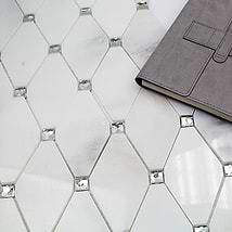 Reflection White Diamond Asian Statuary Polished Marble & Mirror Mosaic Tile