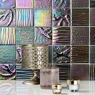Laguna Iridescent Multicolor 3x3 Polished Glass Mosaic