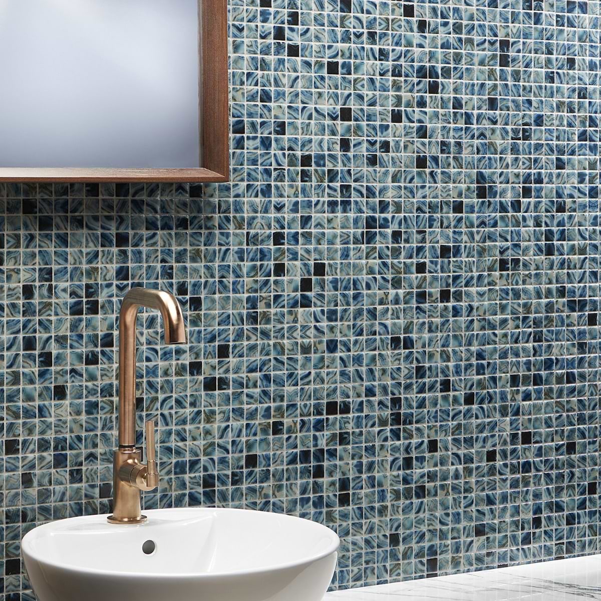 Better Homes & Gardens 3-Piece Aqua Glass Iridescent Mosaic Bath Accessory  Set