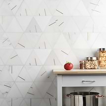 Ravi Asian Statuary Polished Marble and Brass Mosaic Tile