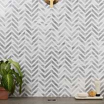 Monarch Cipollino With Thassos Strips Herringbone Polished Marble Tile