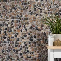 Cobblestone Motley Brown Pebble Polished Mosaic Tile
