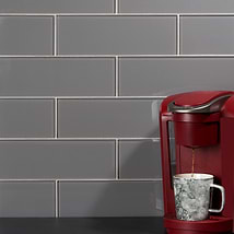 Loft Ash Gray 4x12 Polished Glass Subway Wall Tile