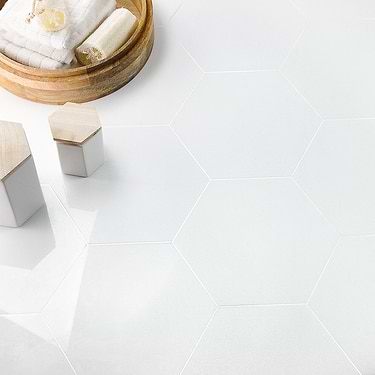 Nanoglass White 10" Hexagon Polished Glass Tile