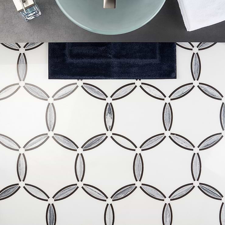 Celine Bianco White Polished Marble Mosaic Tile