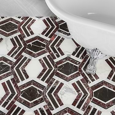 Mezzo Bordeaux Red Polished Marble Mosaic