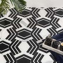 Mezzo Brava Black & White Polished Marble Mosaic Tile
