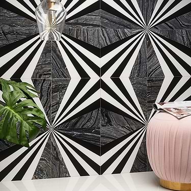 Wings Nero Multicolor 12x12 Polished Marble Mosaic by Elizabeth Sutton
