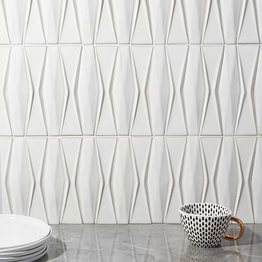 Nabi Harlequin Natural White 2x8 Glossy Glass Mosaic