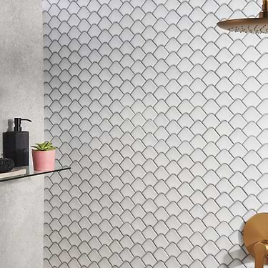 Suki Gray 2x3 Fishscale Matte Glass Mosaic Tile - Sample